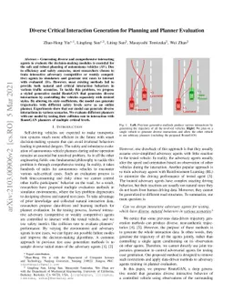 Diverse Critical Interaction Generation for Planning and Planner
  Evaluation