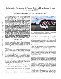 Collaborative Recognition of Feasible Region with Aerial and Ground
  Robots through DPCN