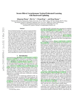 Secure Bilevel Asynchronous Vertical Federated Learning with Backward
  Updating