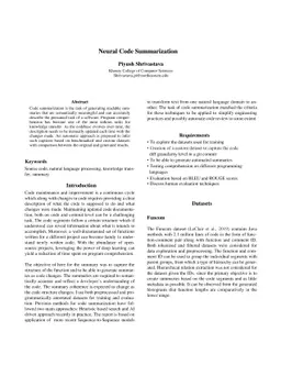 Neural Code Summarization