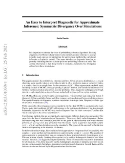 An Easy to Interpret Diagnostic for Approximate Inference: Symmetric
  Divergence Over Simulations