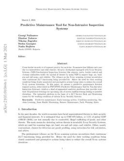 Predictive Maintenance Tool for Non-Intrusive Inspection Systems