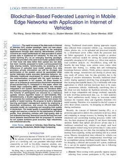 Blockchain-Based Federated Learning in Mobile Edge Networks with
  Application in Internet of Vehicles