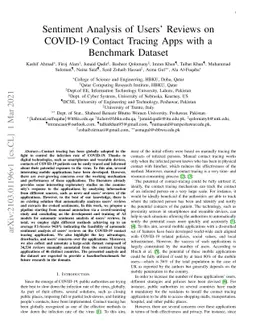 Sentiment Analysis of Users' Reviews on COVID-19 Contact Tracing Apps
  with a Benchmark Dataset