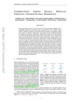 Coordination Among Neural Modules Through a Shared Global Workspace