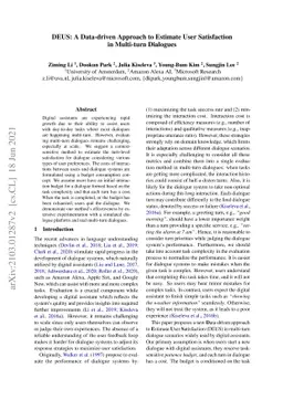 DEUS: A Data-driven Approach to Estimate User Satisfaction in Multi-turn
  Dialogues