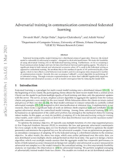 Adversarial training in communication constrained federated learning