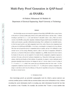 Multi-Party Proof Generation in QAP-based zk-SNARKs