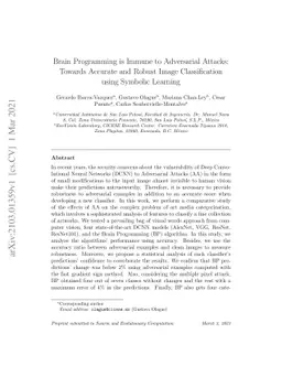 Brain Programming is Immune to Adversarial Attacks: Towards Accurate and
  Robust Image Classification using Symbolic Learning