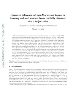 Operator inference of non-Markovian terms for learning reduced models
  from partially observed state trajectories