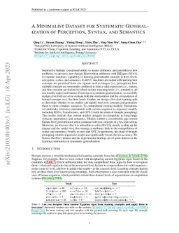 A Minimalist Dataset for Systematic Generalization of Perception,
  Syntax, and Semantics