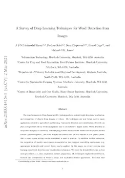 A Survey of Deep Learning Techniques for Weed Detection from Images