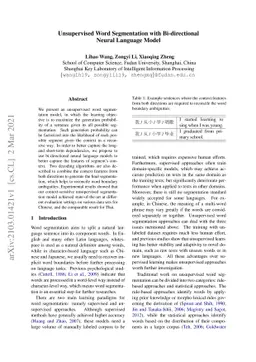 Unsupervised Word Segmentation with Bi-directional Neural Language Model