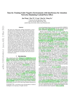 Tune-In: Training Under Negative Environments with Interference for
  Attention Networks Simulating Cocktail Party Effect