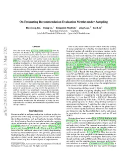On Estimating Recommendation Evaluation Metrics under Sampling