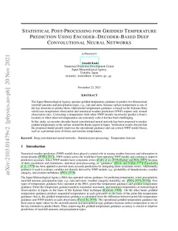 Statistical Post-Processing for Gridded Temperature Prediction Using
  Encoder-Decoder-Based Deep Convolutional Neural Networks