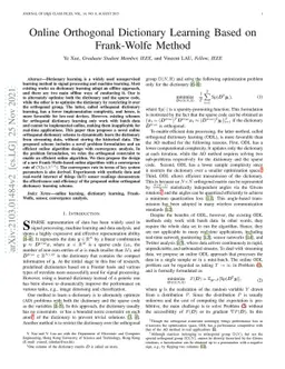 Online Orthogonal Dictionary Learning Based on Frank-Wolfe Method