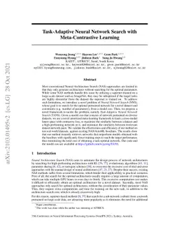 Task-Adaptive Neural Network Search with Meta-Contrastive Learning