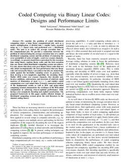 Coded Computing via Binary Linear Codes: Designs and Performance Limits