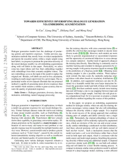 Towards Efficiently Diversifying Dialogue Generation via Embedding
  Augmentation