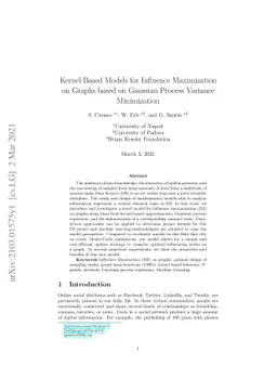 Kernel-Based Models for Influence Maximization on Graphs based on
  Gaussian Process Variance Minimization