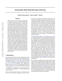 Interpretable Multi-Modal Hate Speech Detection