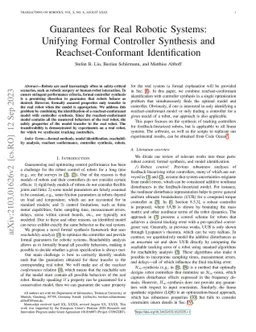 Guarantees for Real Robotic Systems: Unifying Formal Controller
  Synthesis and Reachset-Conformant Identification
