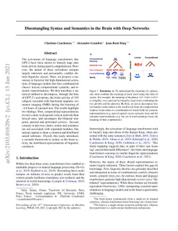 Disentangling Syntax and Semantics in the Brain with Deep Networks