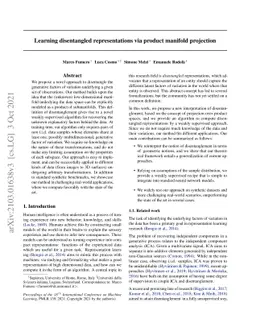 Learning disentangled representations via product manifold projection
