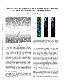 Exploiting latent representation of sparse semantic layers for improved
  short-term motion prediction with Capsule Networks