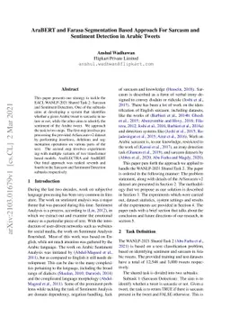 AraBERT and Farasa Segmentation Based Approach For Sarcasm and Sentiment
  Detection in Arabic Tweets