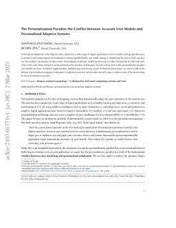 The Personalization Paradox: the Conflict between Accurate User Models
  and Personalized Adaptive Systems