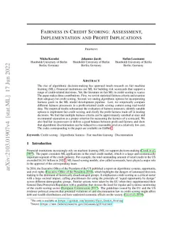 Fairness in Credit Scoring: Assessment, Implementation and Profit
  Implications