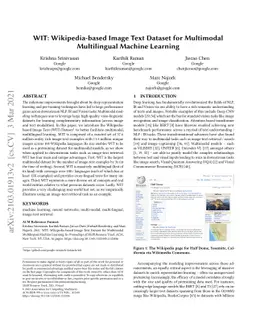 WIT: Wikipedia-based Image Text Dataset for Multimodal Multilingual
  Machine Learning