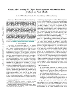 CloudAAE: Learning 6D Object Pose Regression with On-line Data Synthesis
  on Point Clouds
