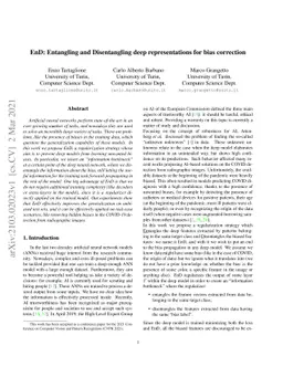 EnD: Entangling and Disentangling deep representations for bias
  correction