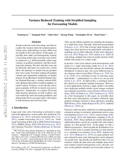Variance Reduced Training with Stratified Sampling for Forecasting
  Models