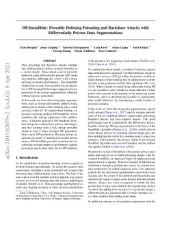 DP-InstaHide: Provably Defusing Poisoning and Backdoor Attacks with
  Differentially Private Data Augmentations