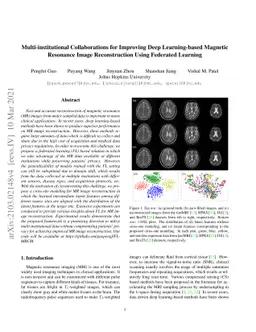 Multi-institutional Collaborations for Improving Deep Learning-based
  Magnetic Resonance Image Reconstruction Using Federated Learning