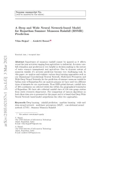 A Deep and Wide Neural Network-based Model for Rajasthan Summer Monsoon
  Rainfall (RSMR) Prediction