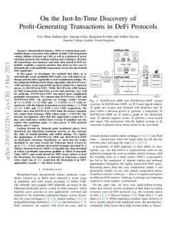 On the Just-In-Time Discovery of Profit-Generating Transactions in DeFi
  Protocols