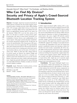 Who Can Find My Devices? Security and Privacy of Apple's Crowd-Sourced
  Bluetooth Location Tracking System