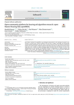 Open community platform for hearing aid algorithm research: open Master
  Hearing Aid (openMHA)