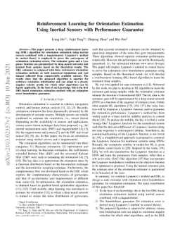 Reinforcement Learning for Orientation Estimation Using Inertial Sensors
  with Performance Guarantee