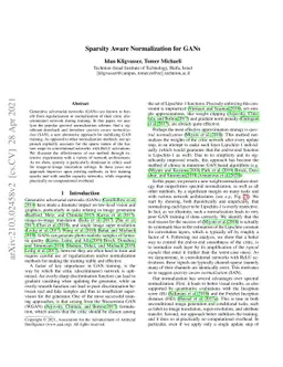 Sparsity Aware Normalization for GANs