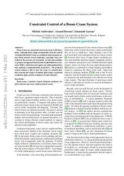 Constraint Control of a Boom Crane System