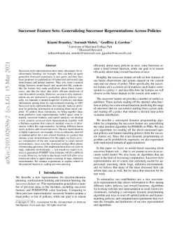 Successor Feature Sets: Generalizing Successor Representations Across
  Policies