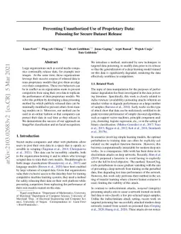 Preventing Unauthorized Use of Proprietary Data: Poisoning for Secure
  Dataset Release