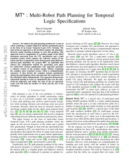 MT* : Multi-Robot Path Planning for Temporal Logic Specifications