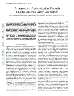 Arraymetrics: Authentication Through Chaotic Antenna Array Geometries